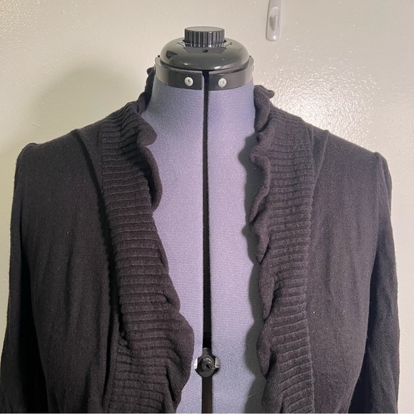 Worthington Open Front Bolero Cardigan Black Ruffle XL - Picture 3 of 9